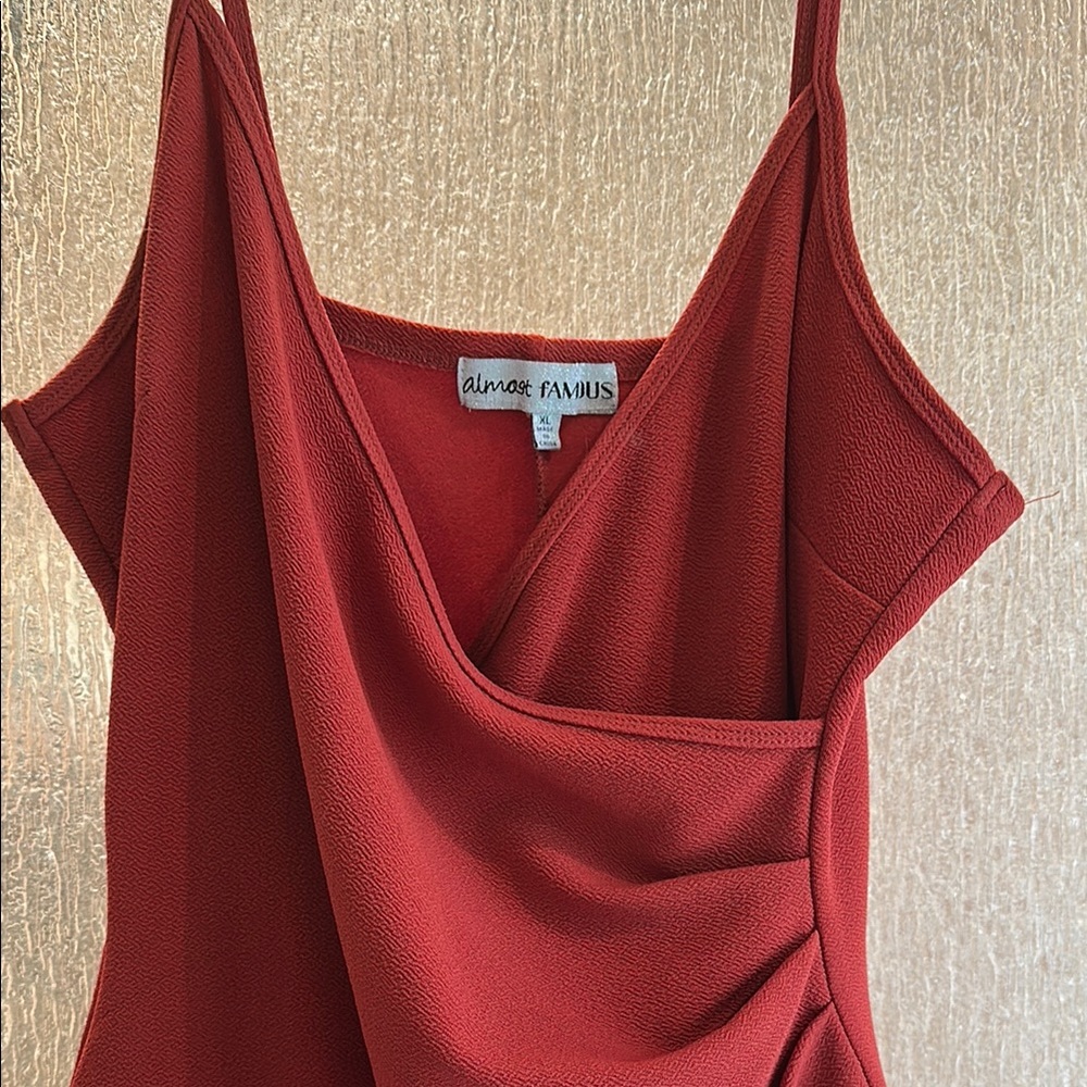 Almost Famous Red Ruched Bodycon Dress - Picture 3 of 5